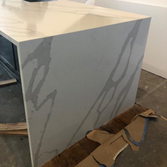 quarts counter with waterfall edge
